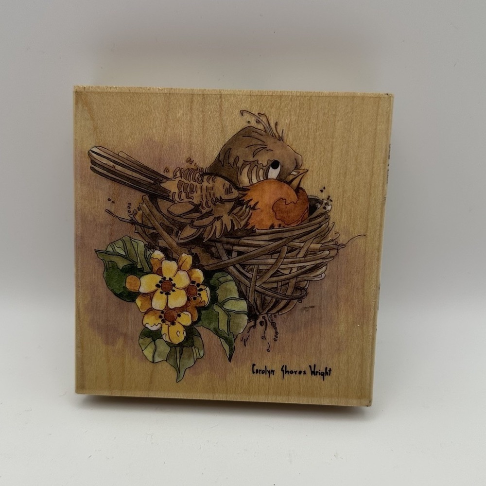 Stamps Happen Carolyn Shores Wright Robin Bird 60043 Wood Rubber Stamp Vintage